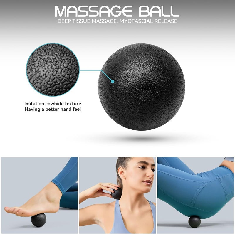 Krightlink 5-in-1 Foam Roller Set, Massage Roller Stick, Massage Ball, Resistance Band for Deep Muscle Massage, Trigger Point Release, Pilates, Yoga (Black-18(5 in 1)) - Image 4